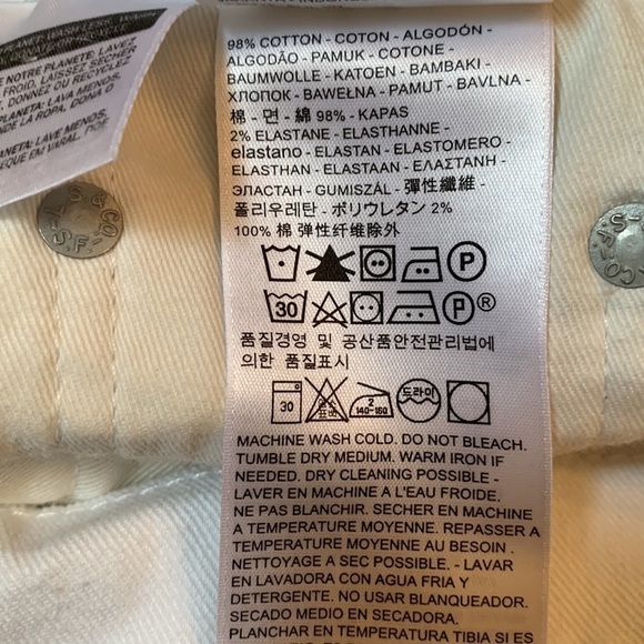 Levi’s Premium 511 Big E Red Tab White Slim Stretch Jeans Unisex W28 L30 - Picture 9 of 10